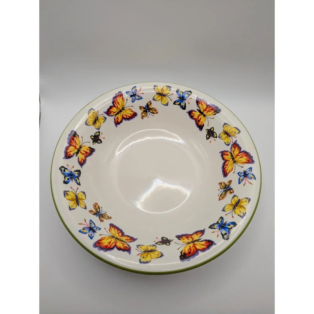 Tabletops Unlimited Butterfly Garden Pasta Bowls Set of 2 Ceramic Cottagecore